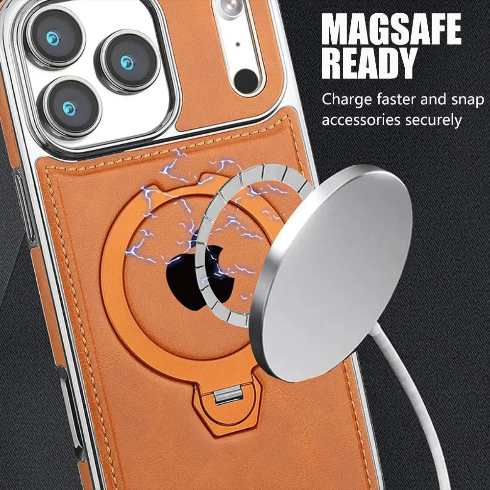 Luxury Leather Magnetic Ring Stand Case