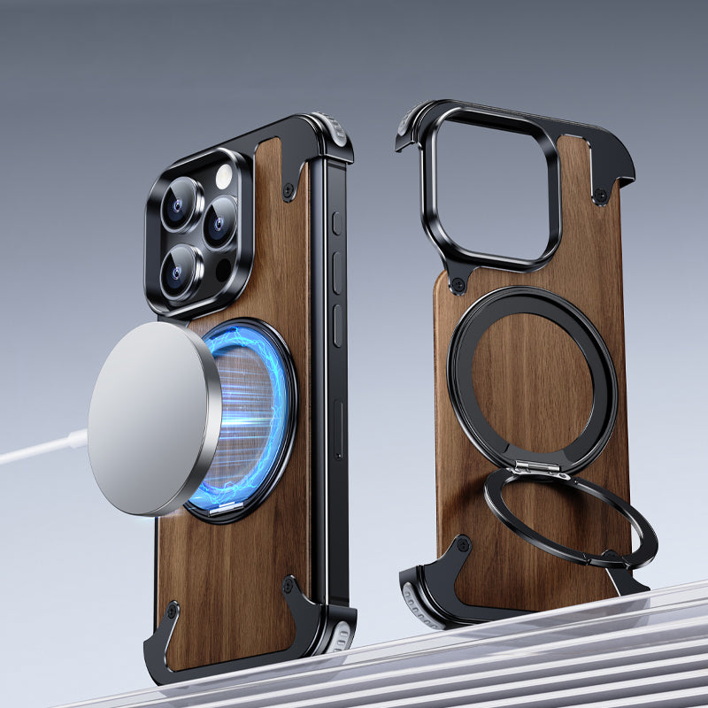 Natural Wood MagSafe Stand Case