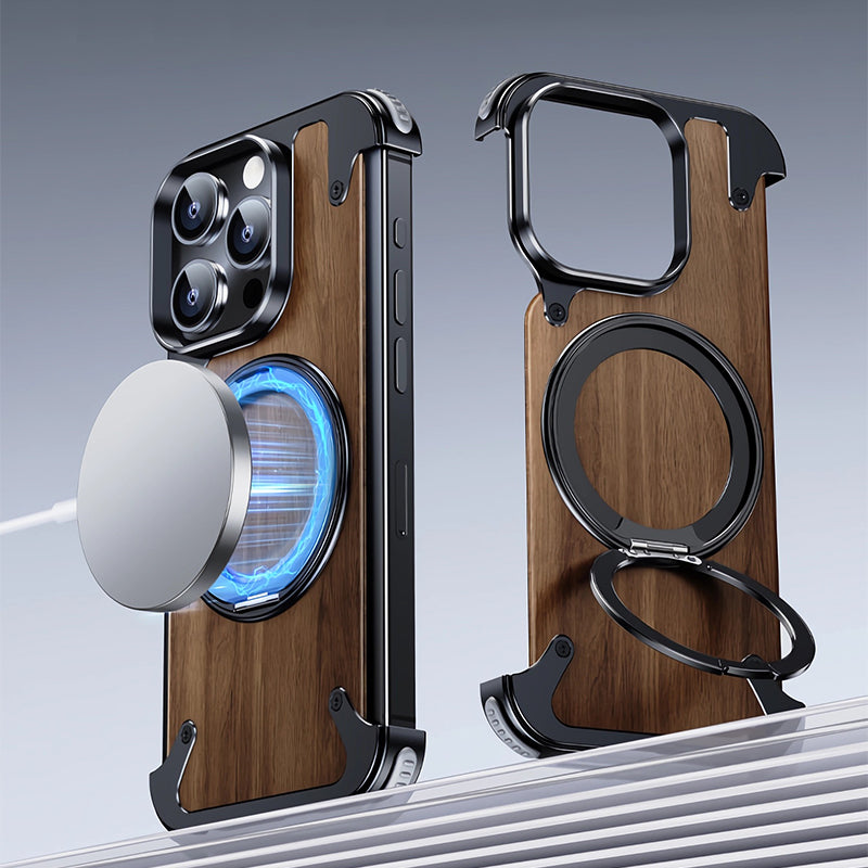 Natural Wood MagSafe Stand Case