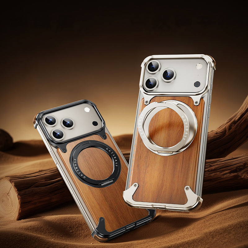 Natural Wood MagSafe Stand Case
