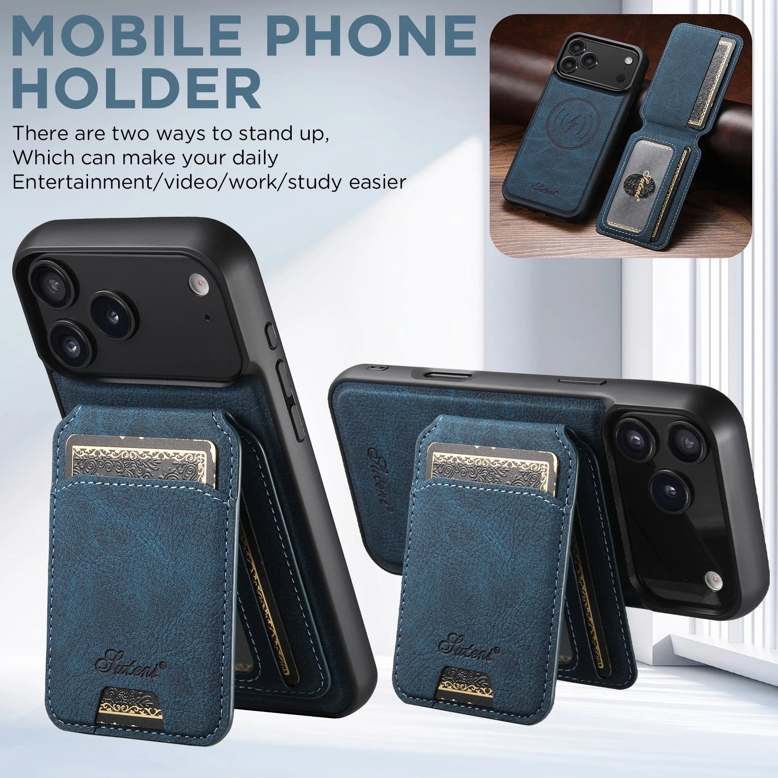 Magnetic Leather Wallet Case For iPhone