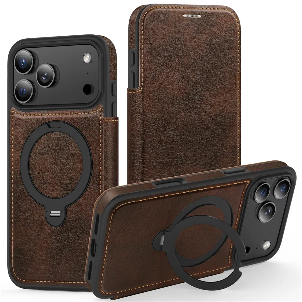 Leather MagSafe Wallet Case with Kickstand