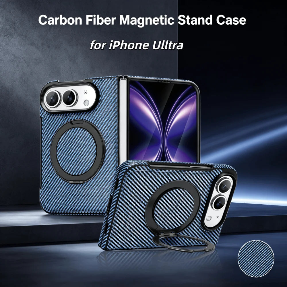 Carbon Fiber Magnetic Ring Stand Case for iPhone Ultra