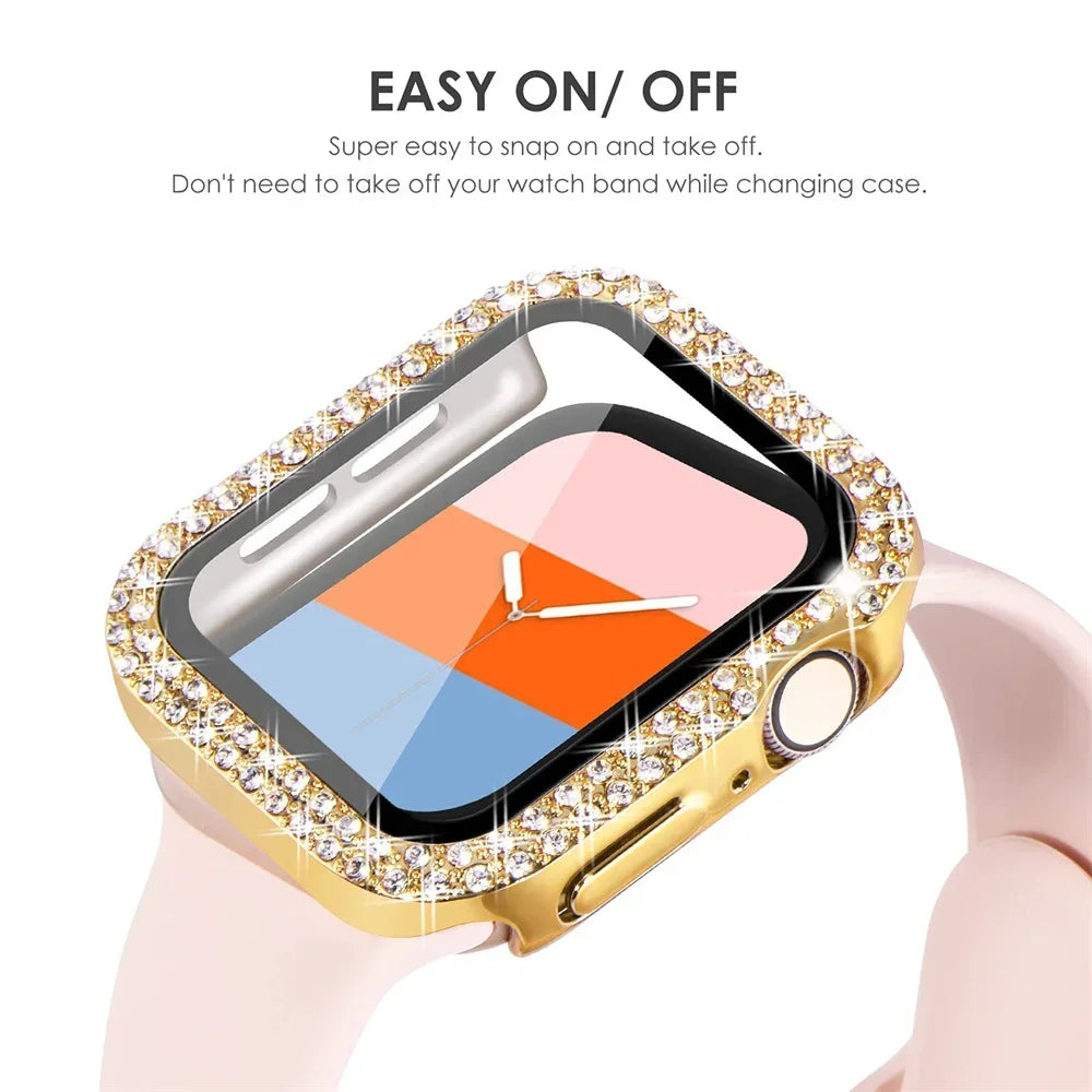 Double Rhinestone Apple Watch Case with Screen Protector