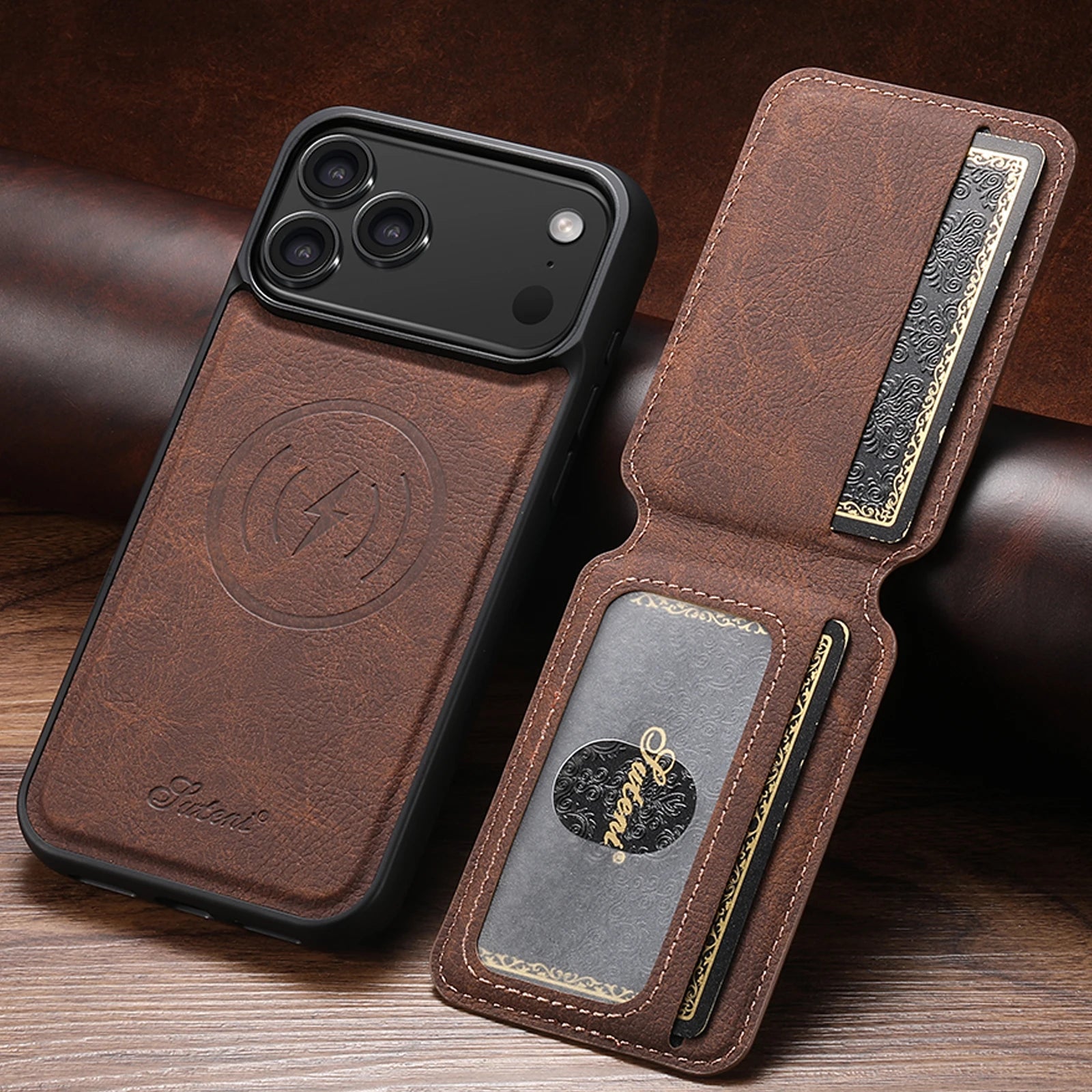 Magnetic Leather Wallet Case For iPhone