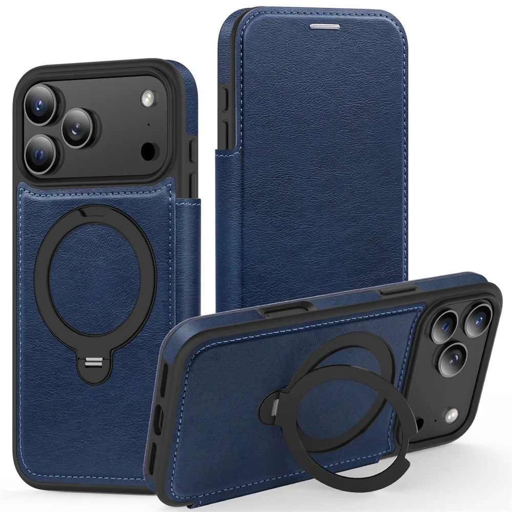 Leather MagSafe Wallet Case with Kickstand