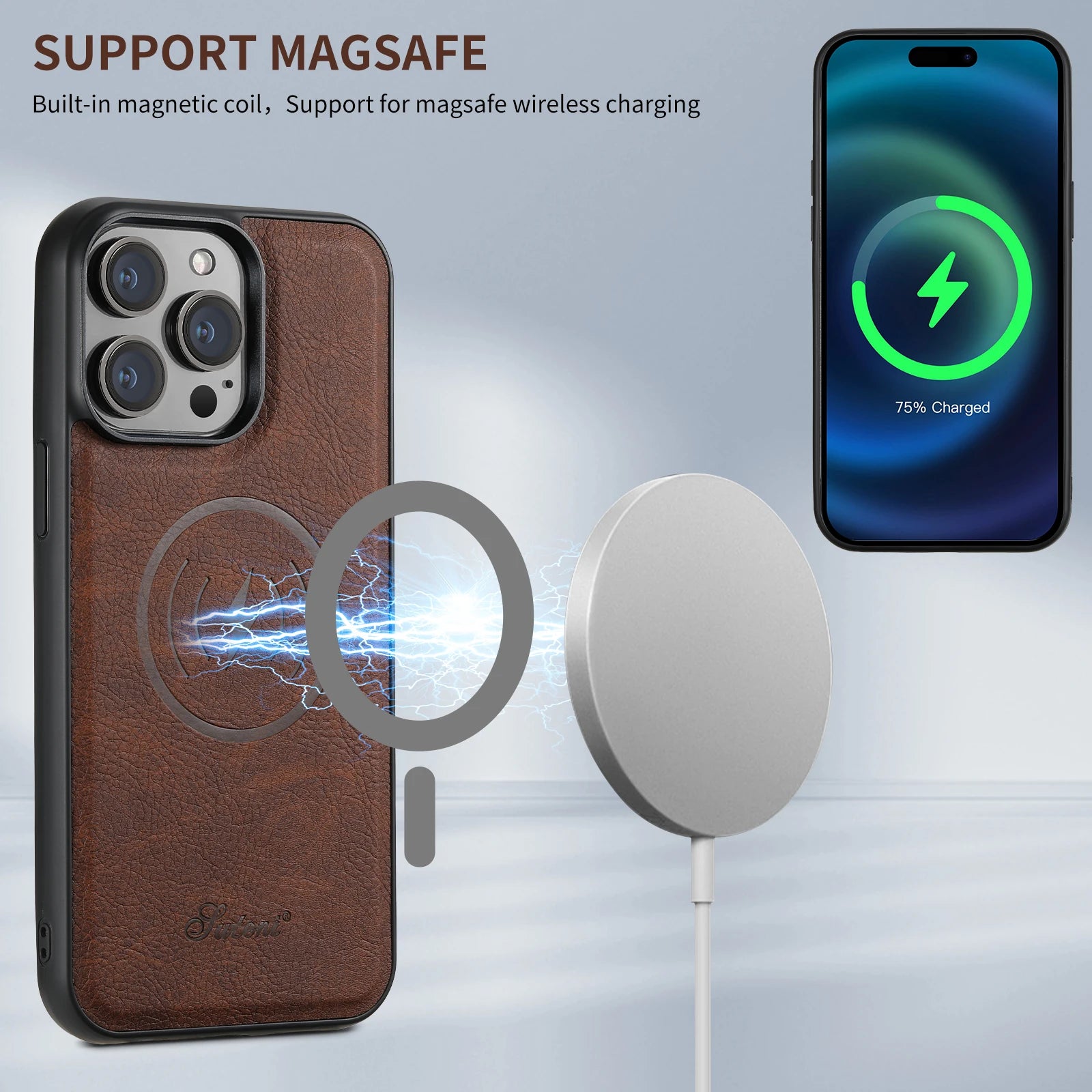 Leather Magnetic Case with Wallet For iPhone Series