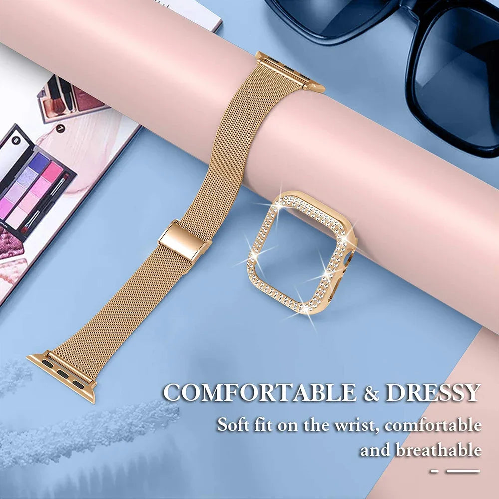 Luxury Apple Watch Case & Milanese Band Set