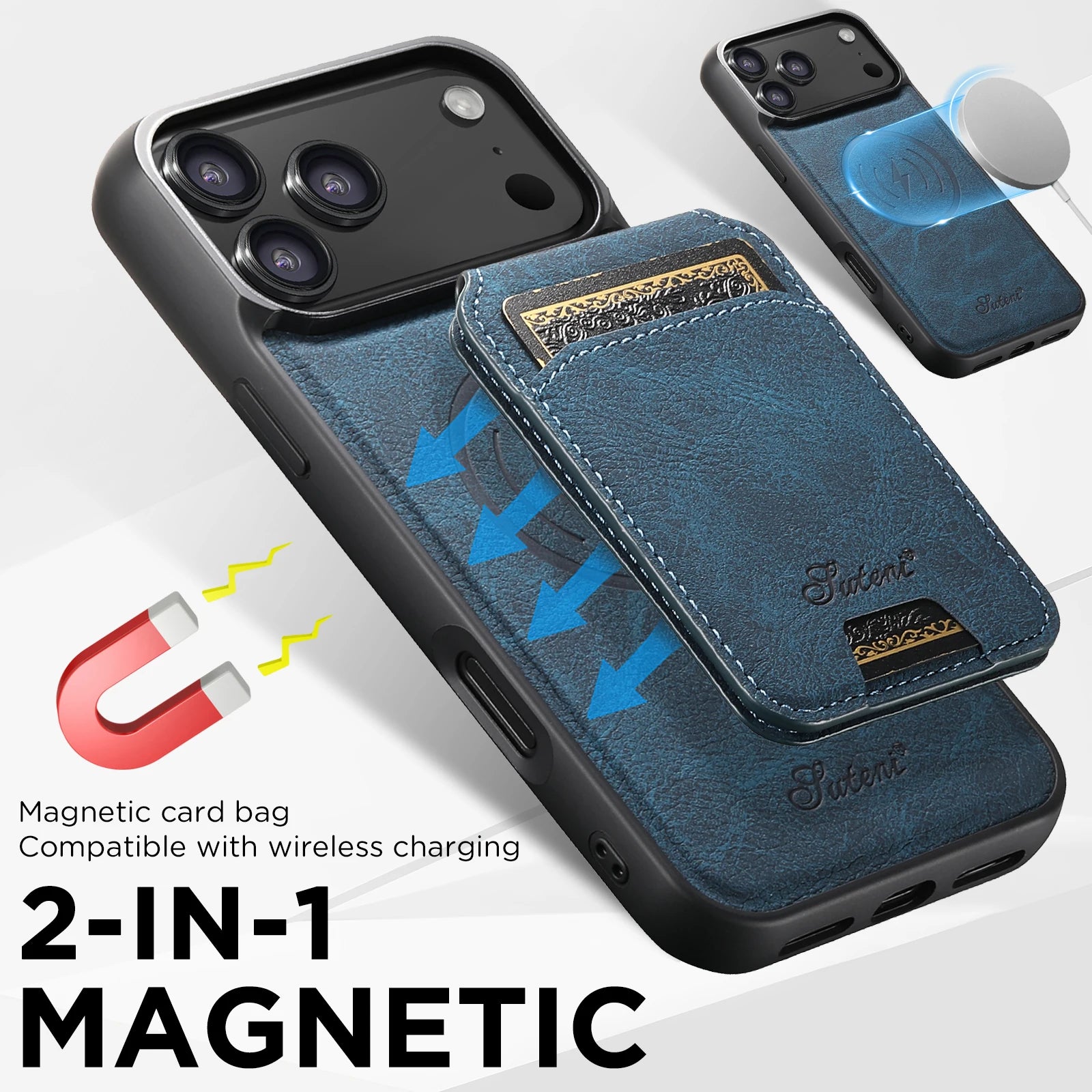 Magnetic Leather Wallet Case For iPhone