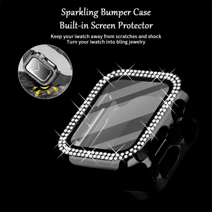 Double Rhinestone Apple Watch Case with Screen Protector