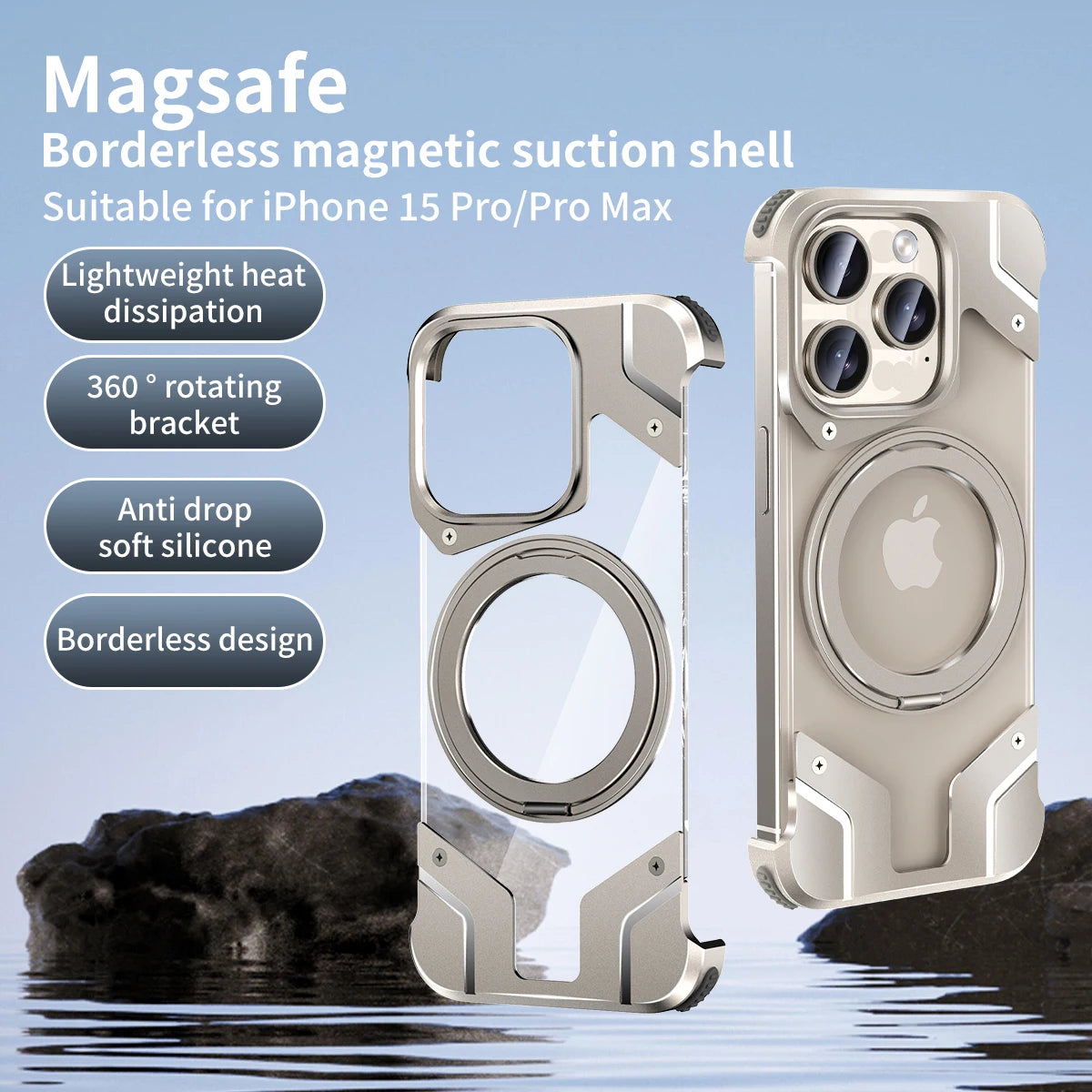 Aluminum Magnetic Case with Stand For iPhone