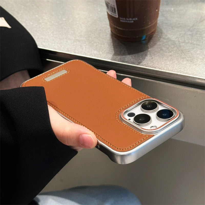 Leather Frameless Case For iPhone Series
