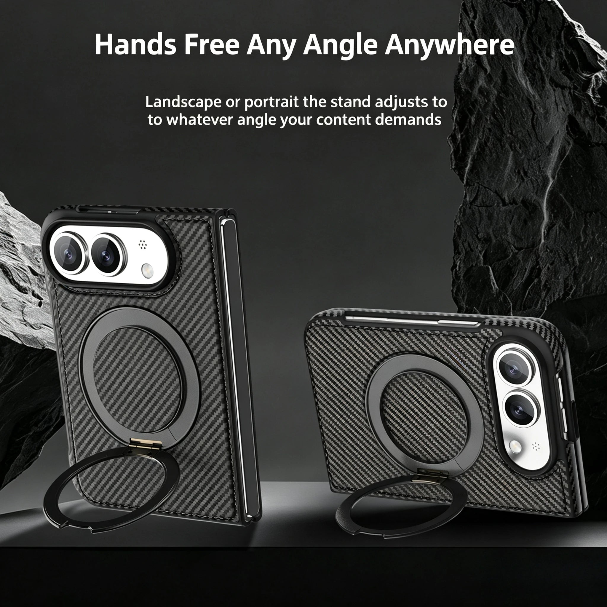 Carbon Fiber Magnetic Ring Stand Case for iPhone Ultra