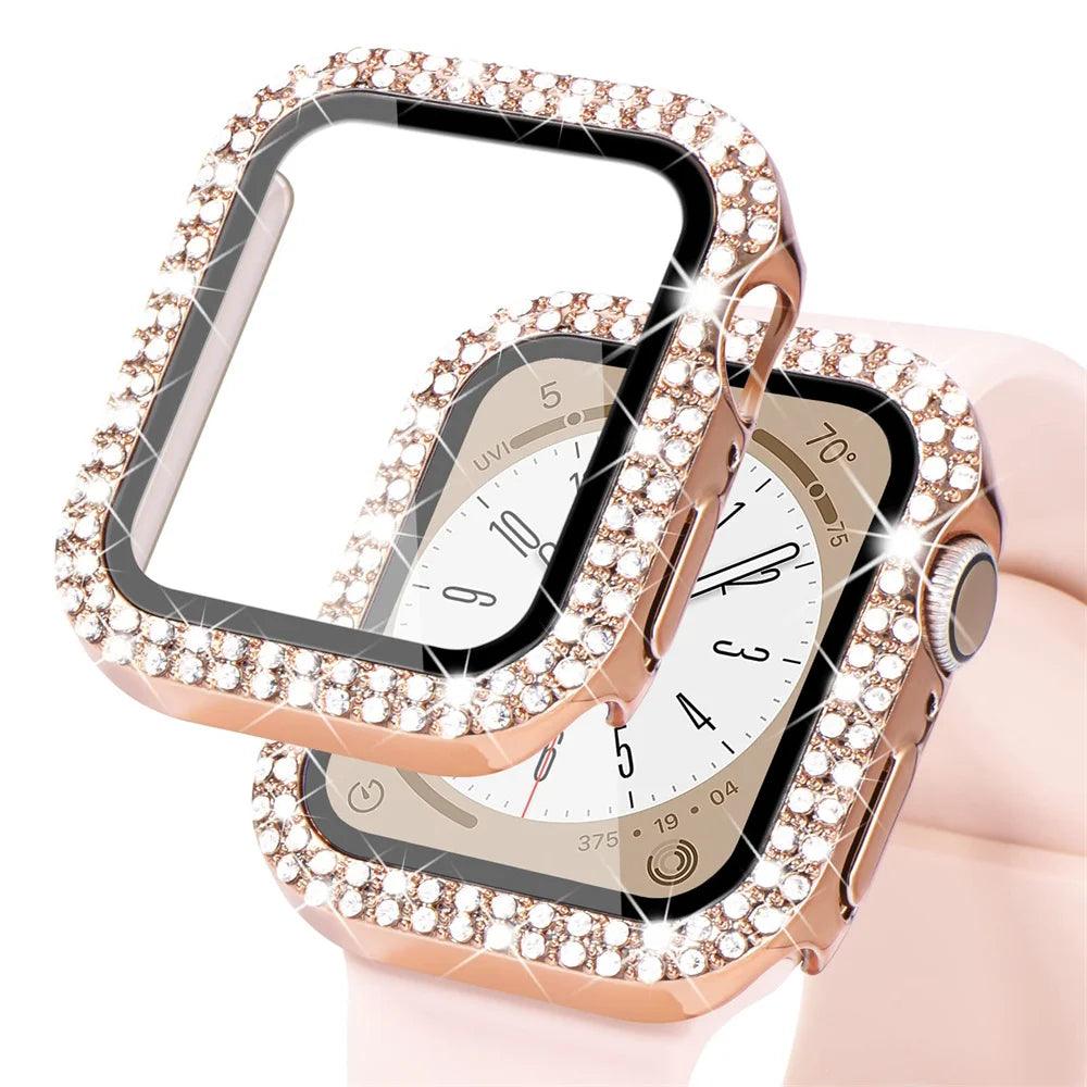 Double Rhinestone Apple Watch Case with Screen Protector
