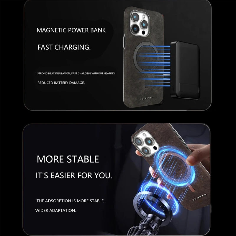 Leather Magnetic Case For iPhone