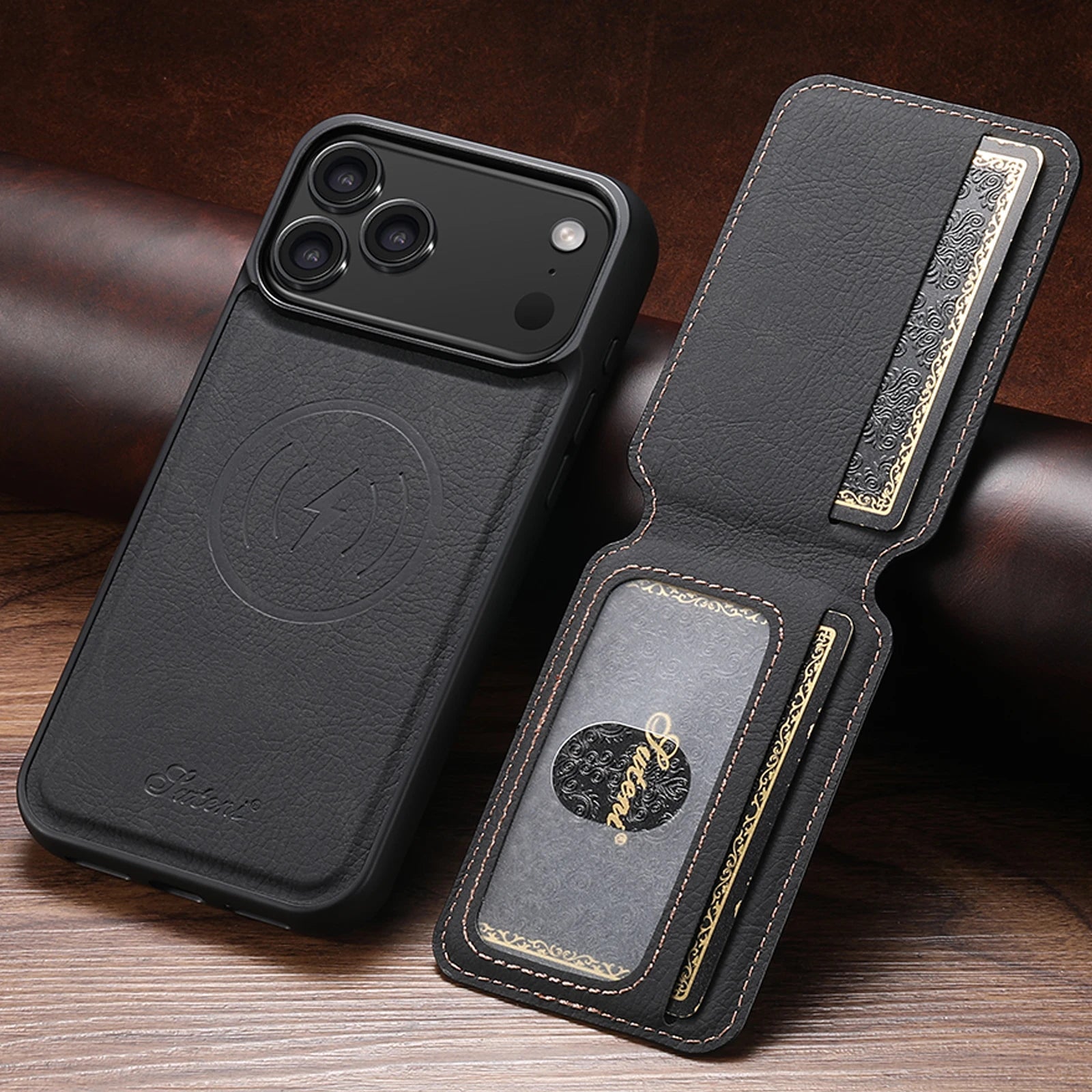 Magnetic Leather Wallet Case For iPhone