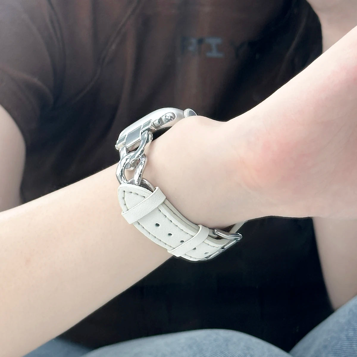 Metal Leather Strap For Apple Watch