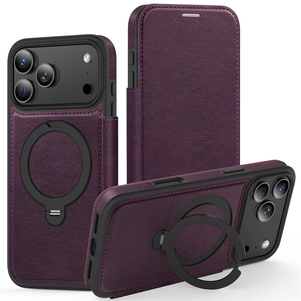 Leather MagSafe Wallet Case with Kickstand