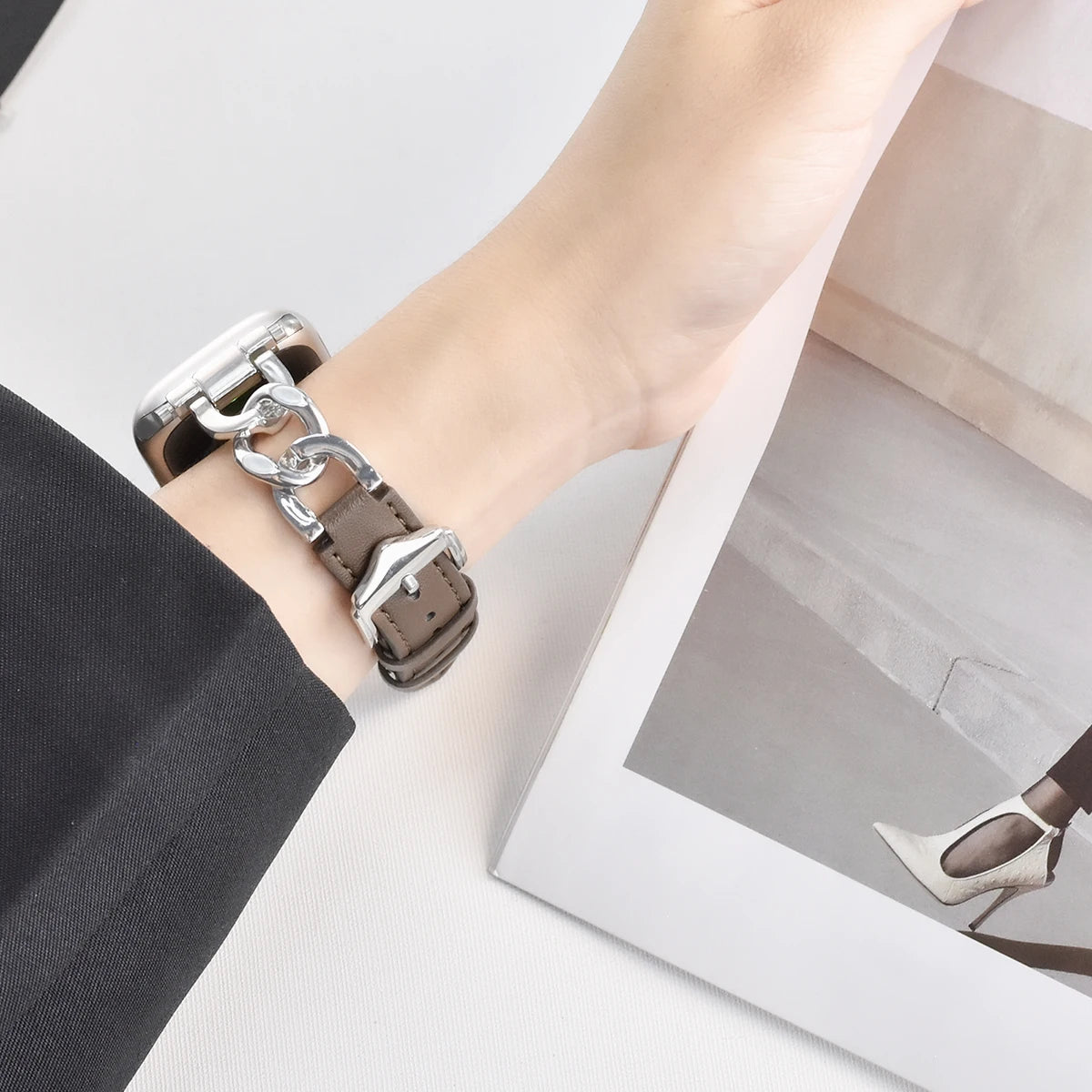Metal Leather Strap For Apple Watch
