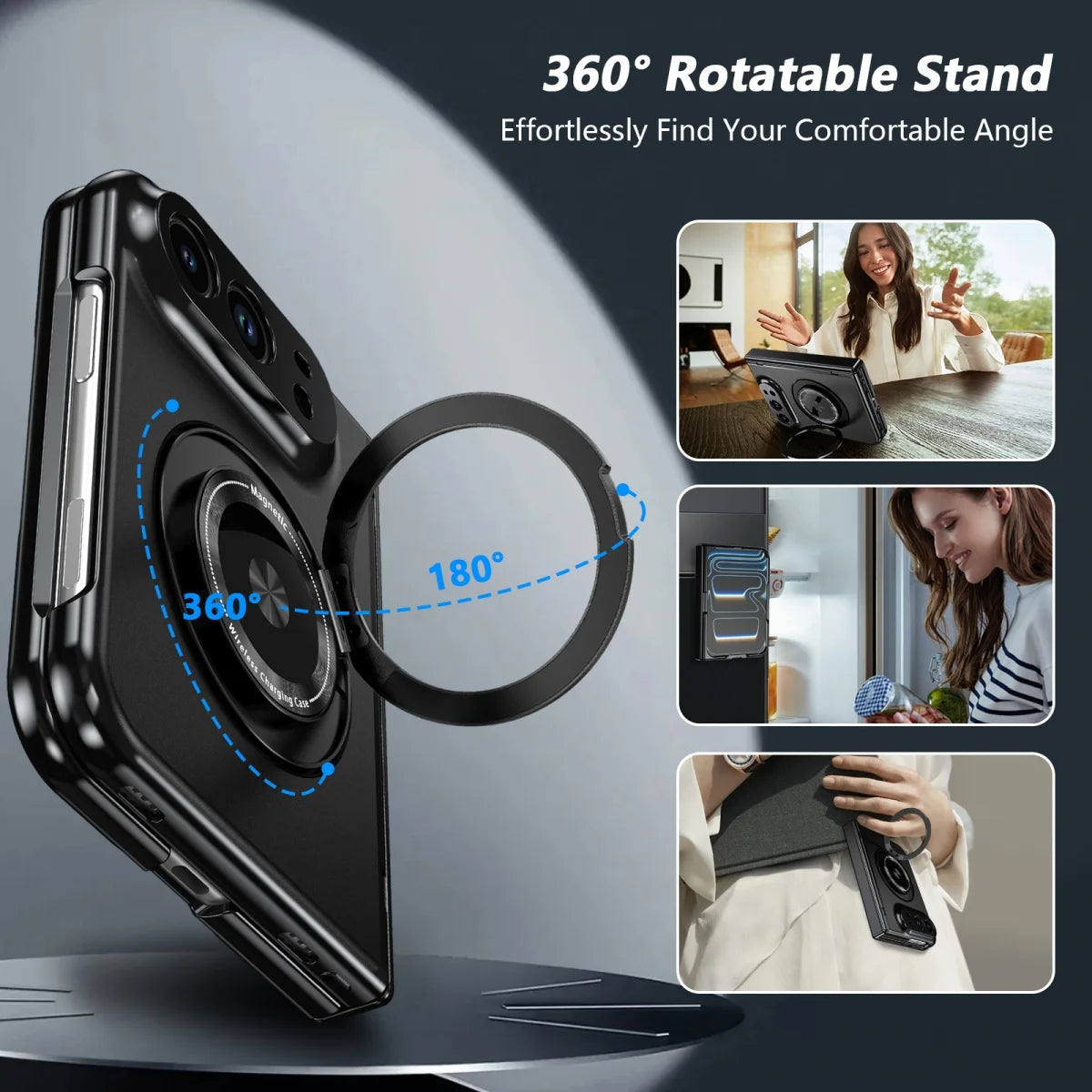 Magnetic Ring Stand Case with Screen Protector for iPhone Ultra