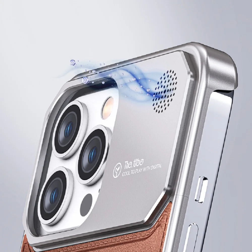 Magnetic Aluminum Leather Case For iPhone Series
