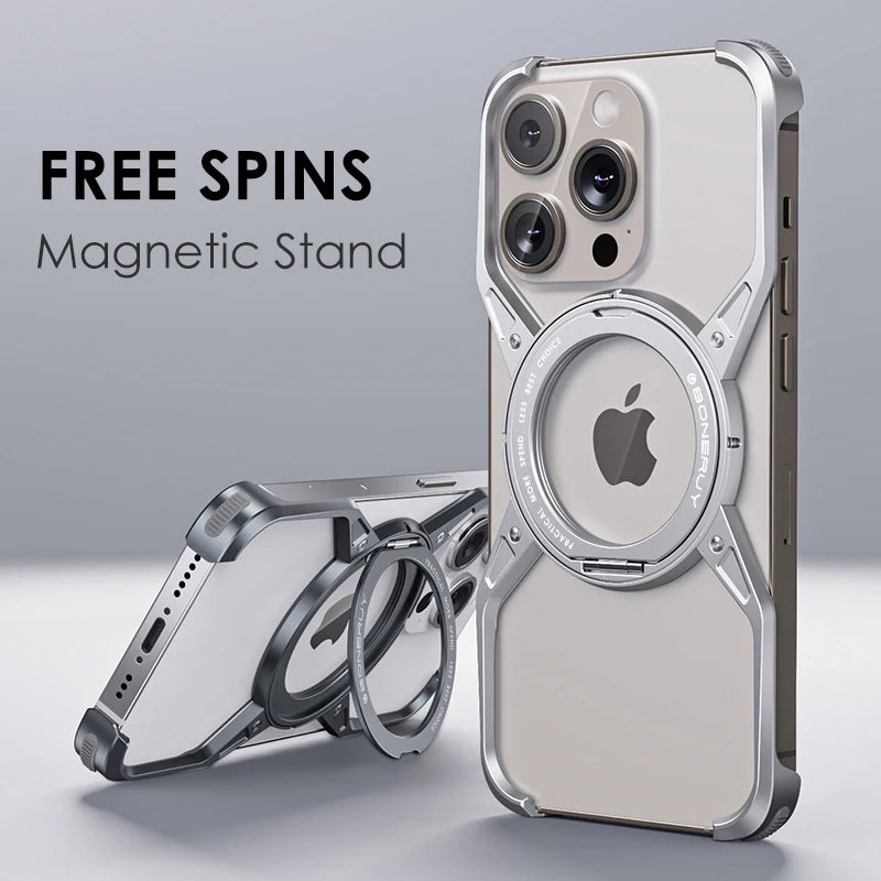 Magnetic Aluminium Case with Stand For iPhone Series