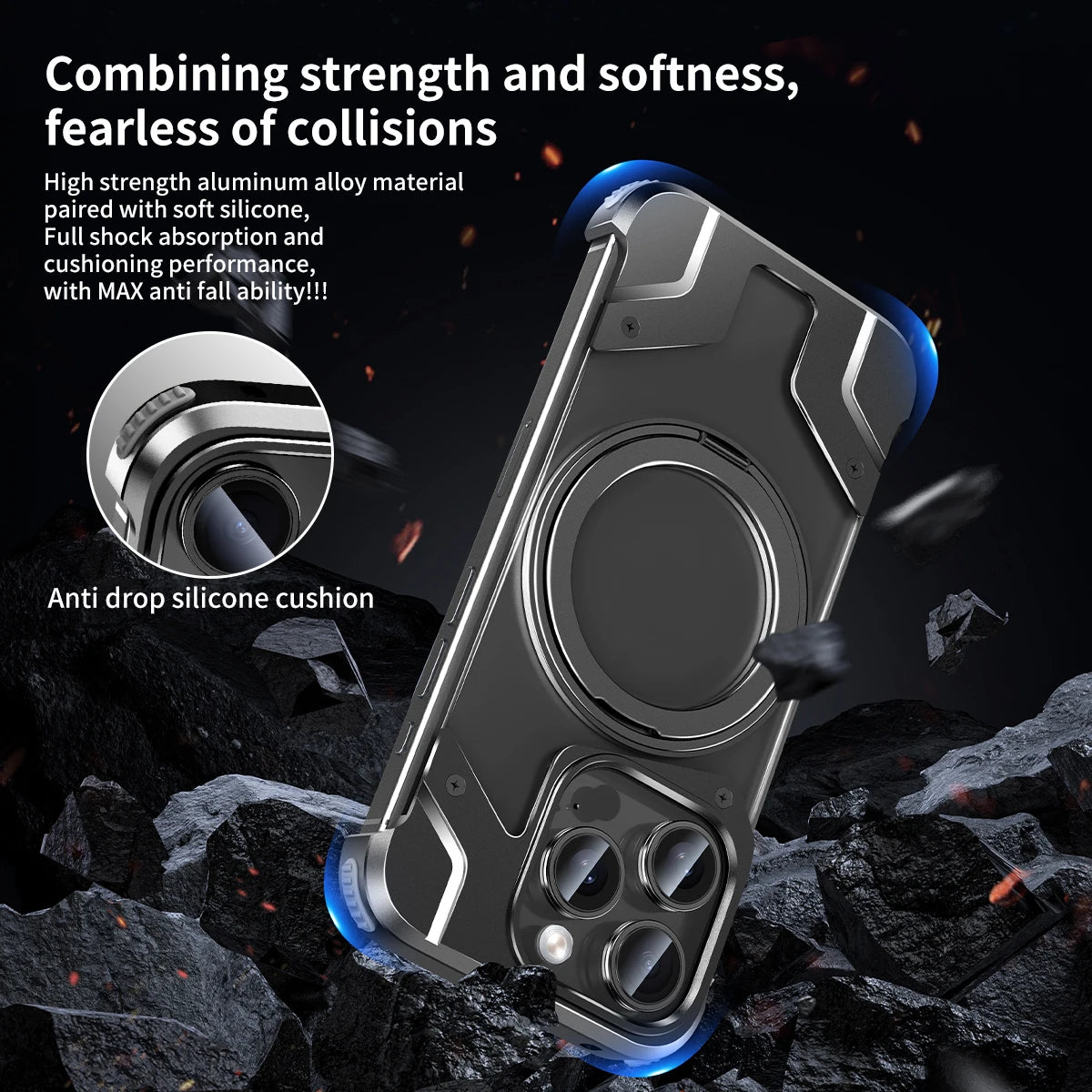 Aluminum Magnetic Case with Stand For iPhone