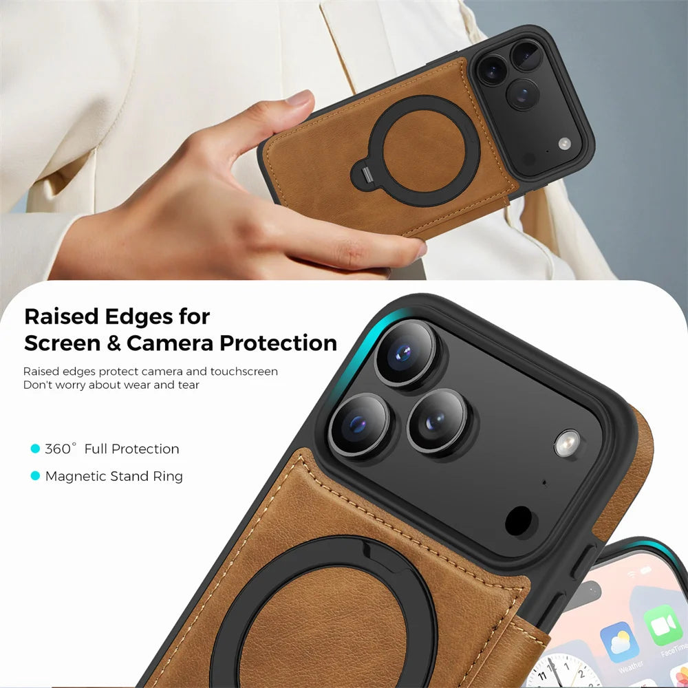 Leather MagSafe Wallet Case with Kickstand
