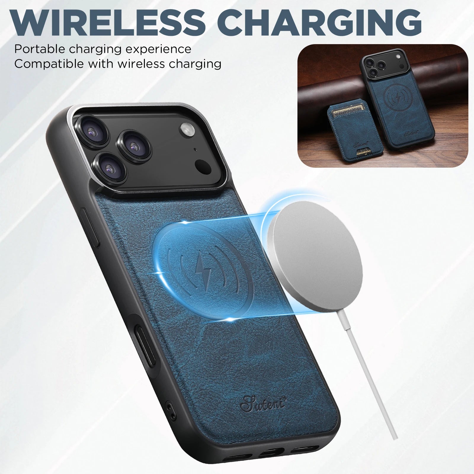 Magnetic Leather Wallet Case For iPhone