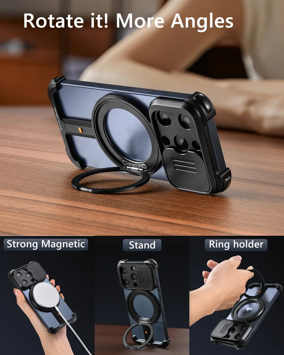 Shockproof Magnetic Case with Stand for iPhone Series