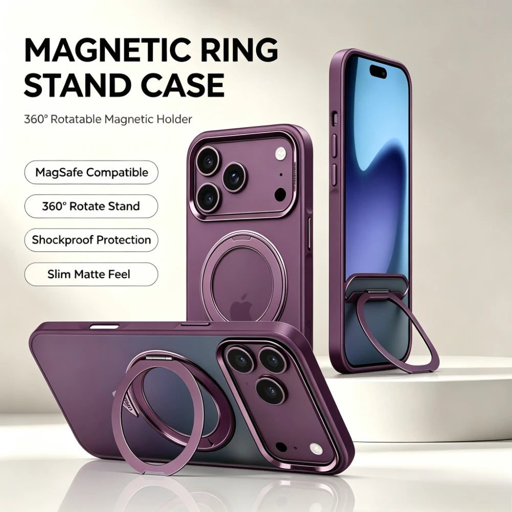 Magnetic Rotating Ring Stand Case for iPhone Series