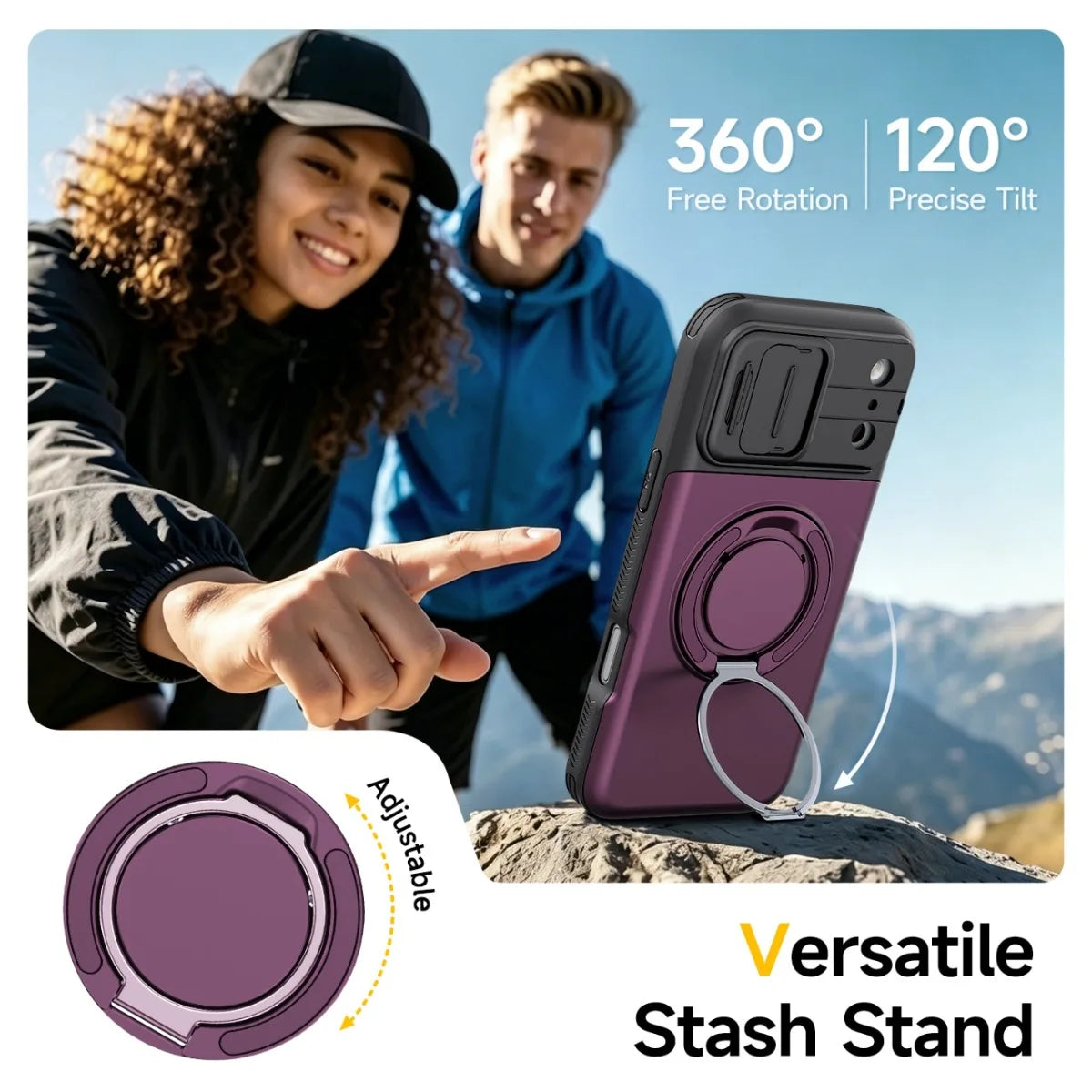 Rugged Card Holder Ring Stand Case for iPhone Series