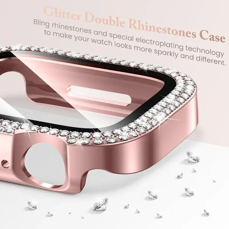 Double Rhinestone Apple Watch Case with Screen Protector