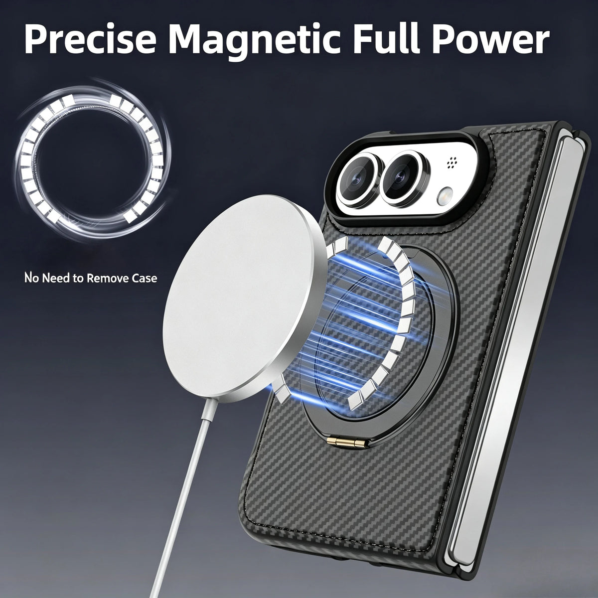 Carbon Fiber Magnetic Ring Stand Case for iPhone Ultra