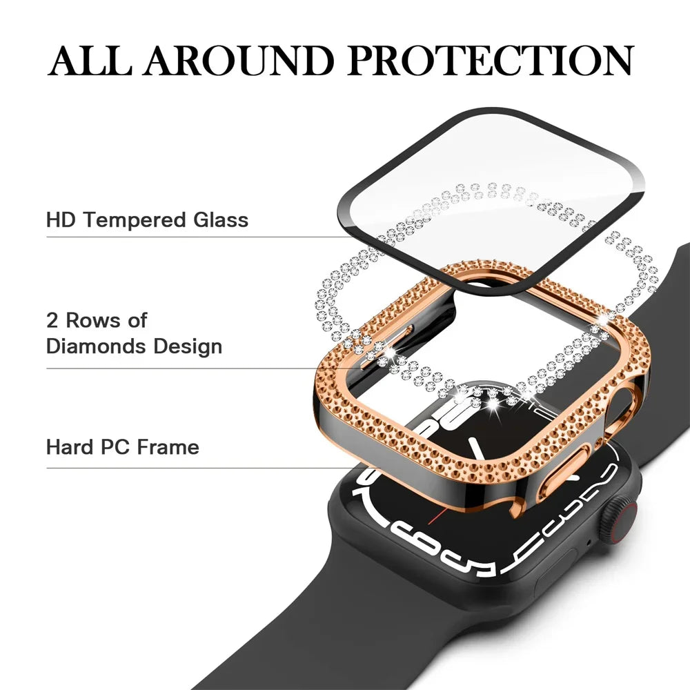 Double Rhinestone Apple Watch Case with Screen Protector