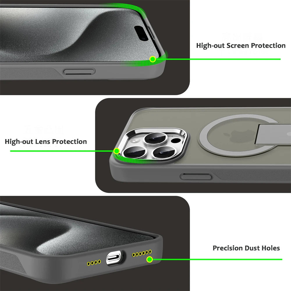 Full Protection Magsafe Case with Stand For iPhone