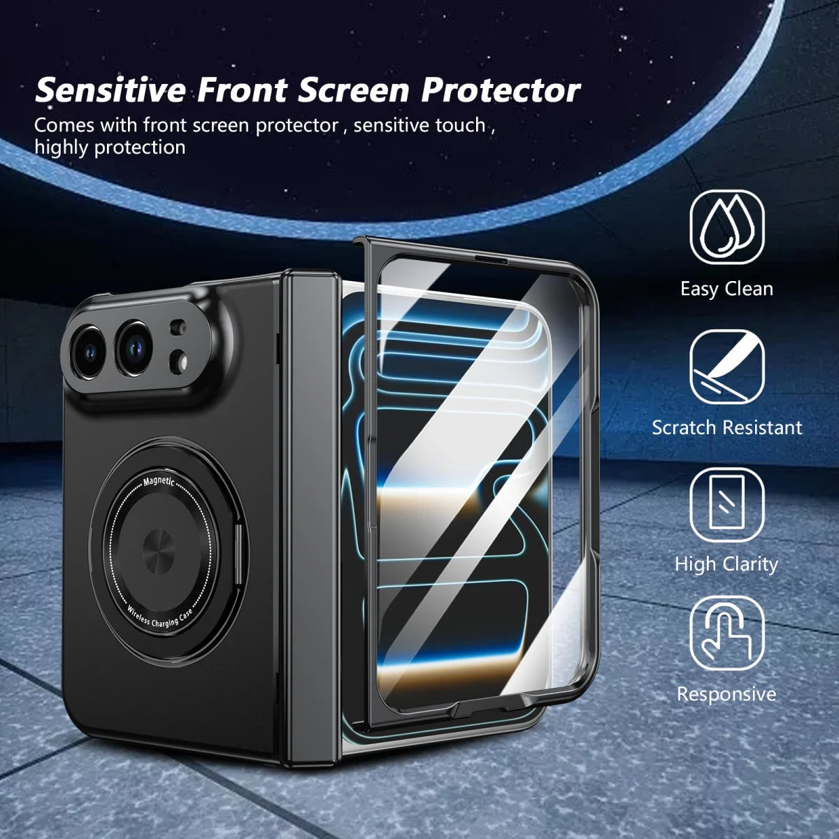 Magnetic Ring Stand Case with Screen Protector for iPhone Ultra