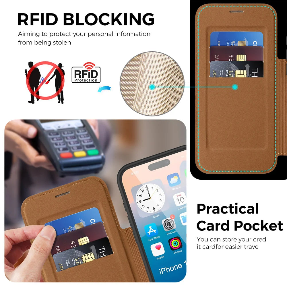 Leather MagSafe Wallet Case with Kickstand