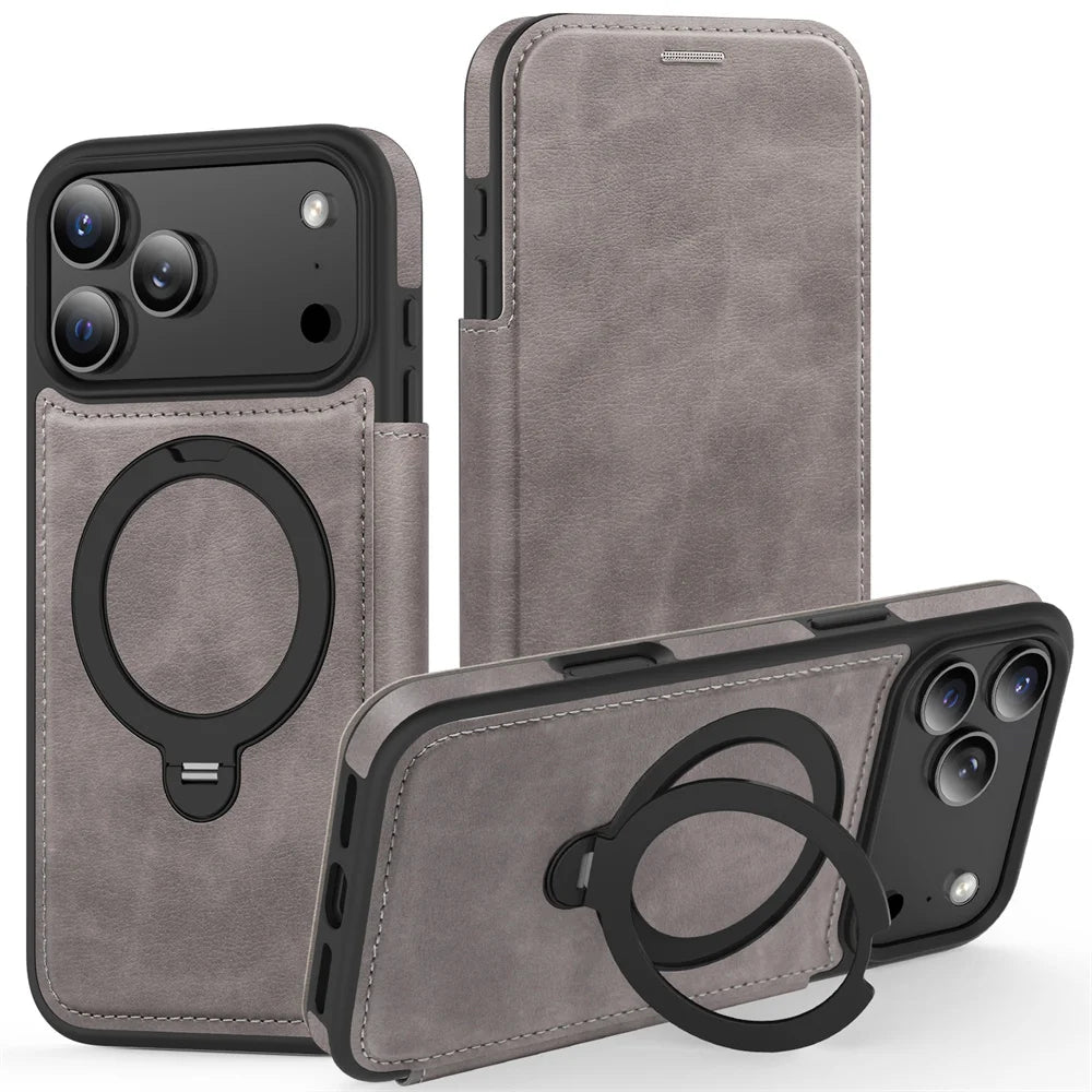 Leather MagSafe Wallet Case with Kickstand