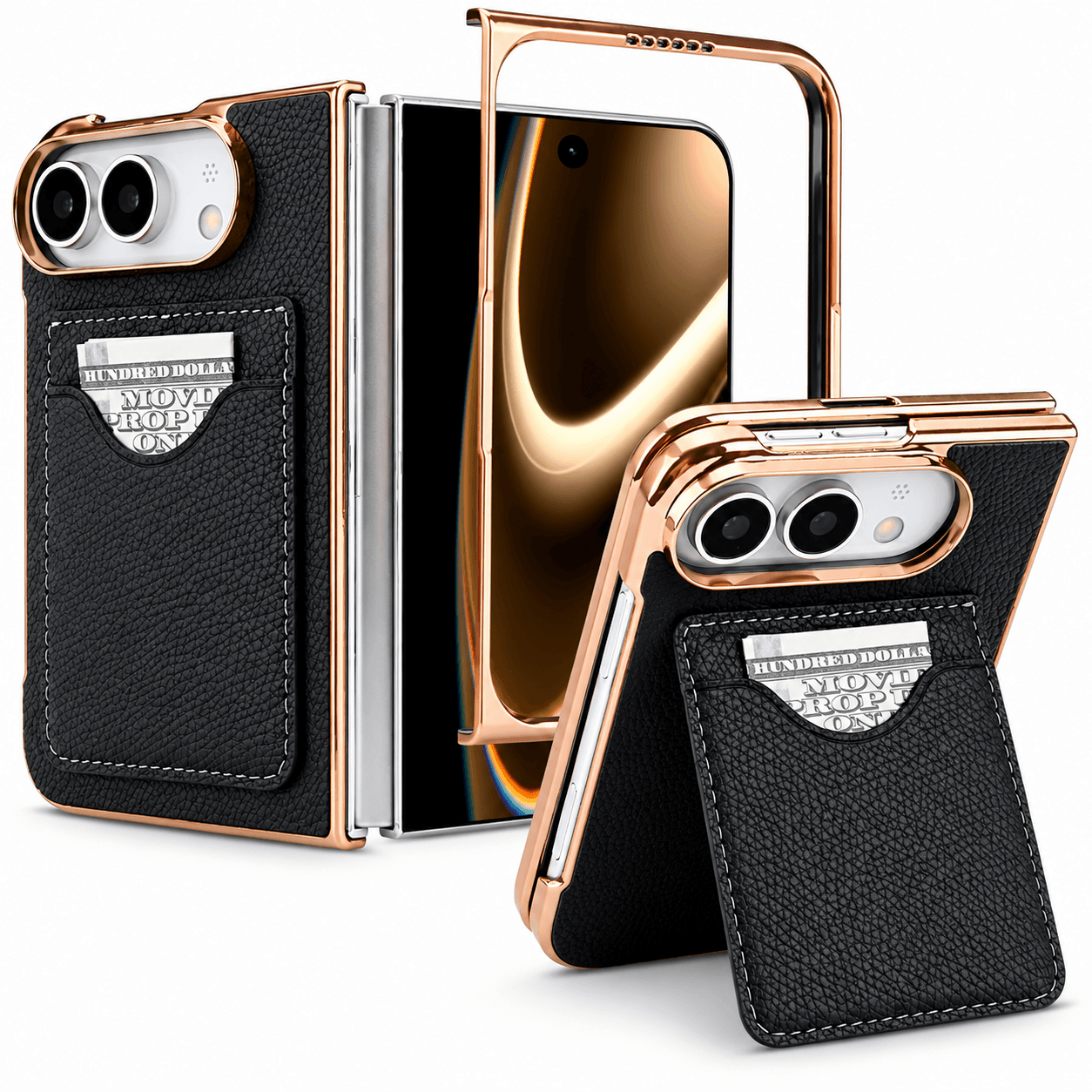 Premium Leather Wallet Kickstand Case for iPhone Ultra