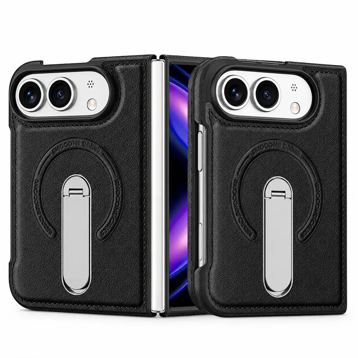 Luxury Leather Magnetic Ring Stand Case for iPhone Ultra