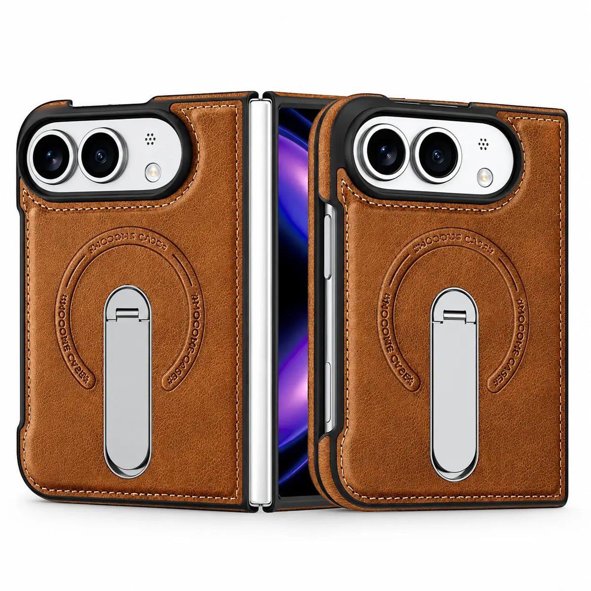 Luxury Leather Magnetic Ring Stand Case for iPhone Ultra