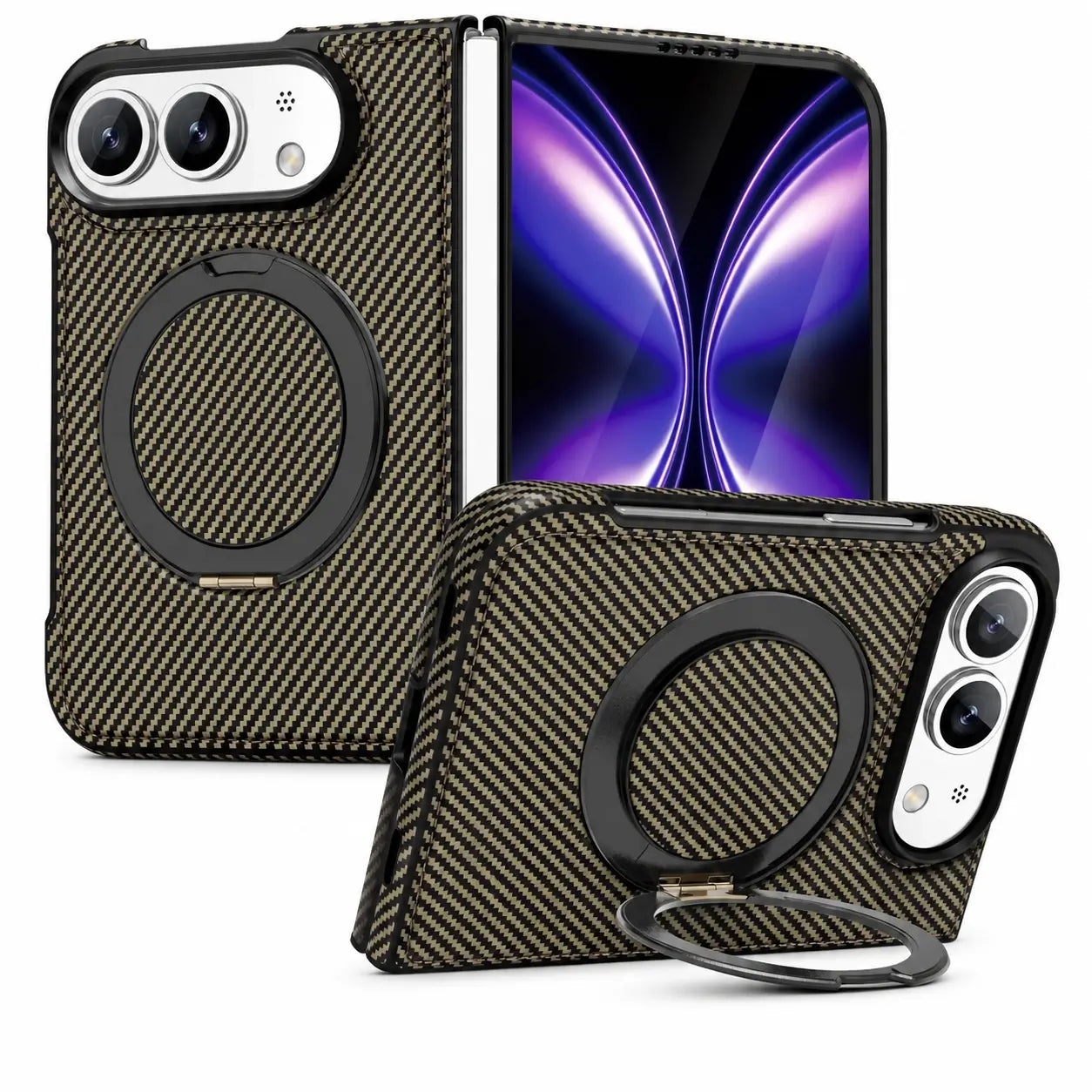 Carbon Fiber Magnetic Ring Stand Case for iPhone Ultra