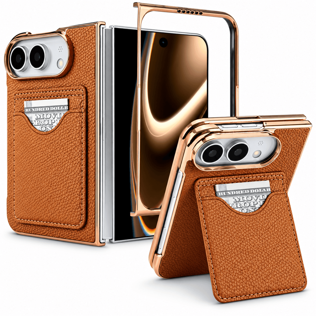 Premium Leather Wallet Kickstand Case for iPhone Ultra