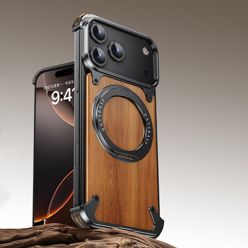 Natural Wood MagSafe Stand Case