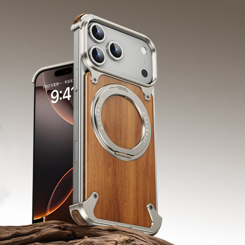 Natural Wood MagSafe Stand Case