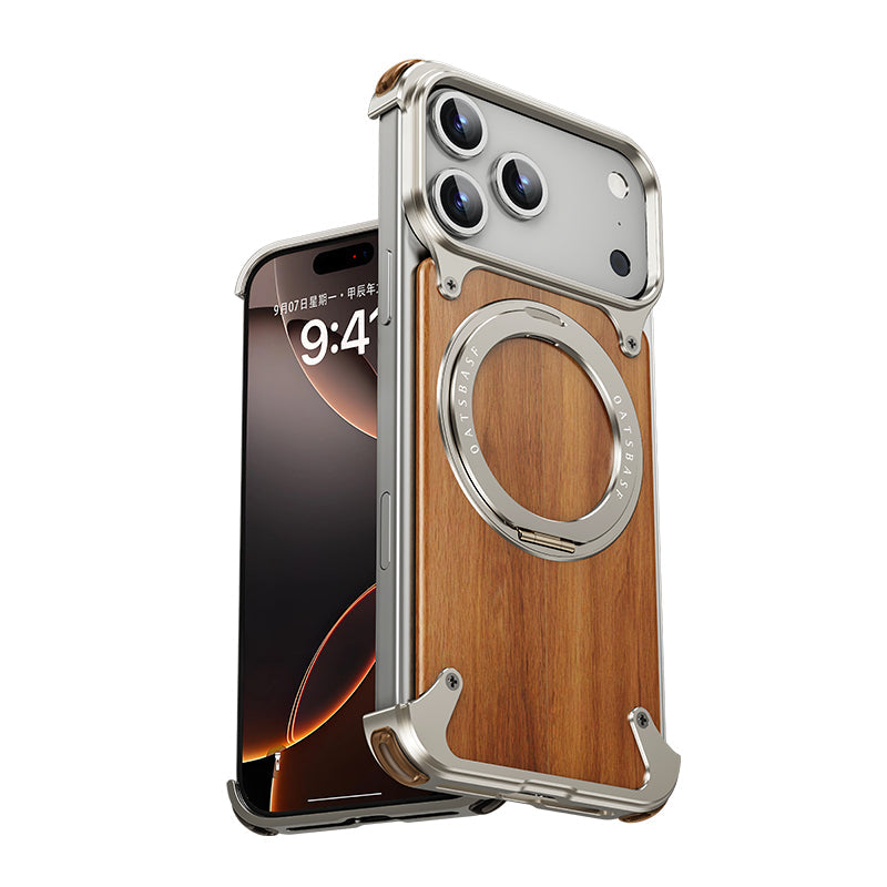 Natural Wood MagSafe Stand Case