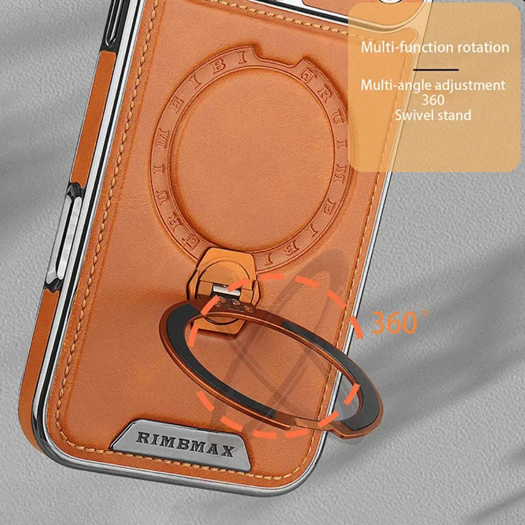Luxury Leather Magnetic Ring Stand Case
