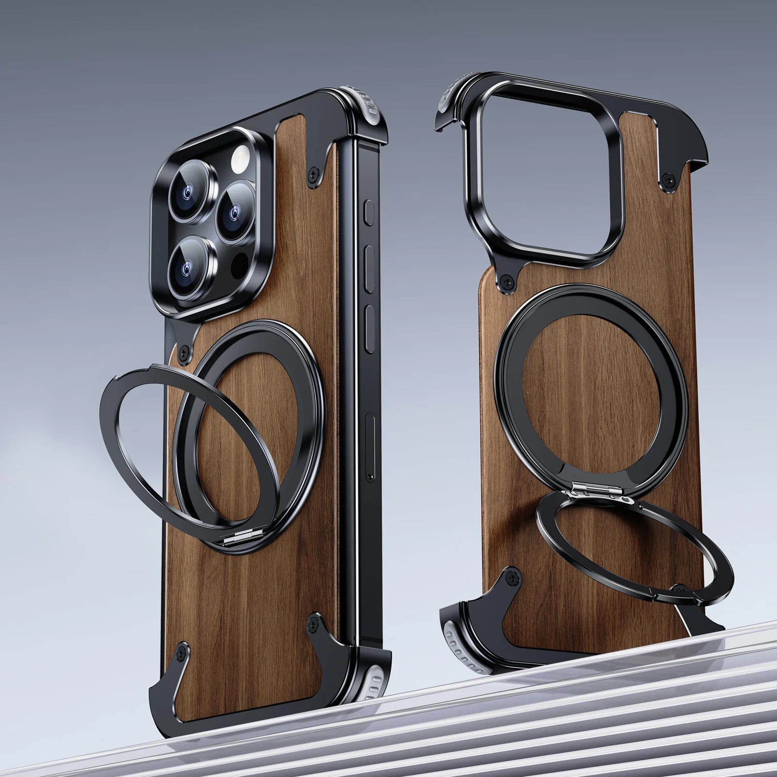 Natural Wood MagSafe Stand Case
