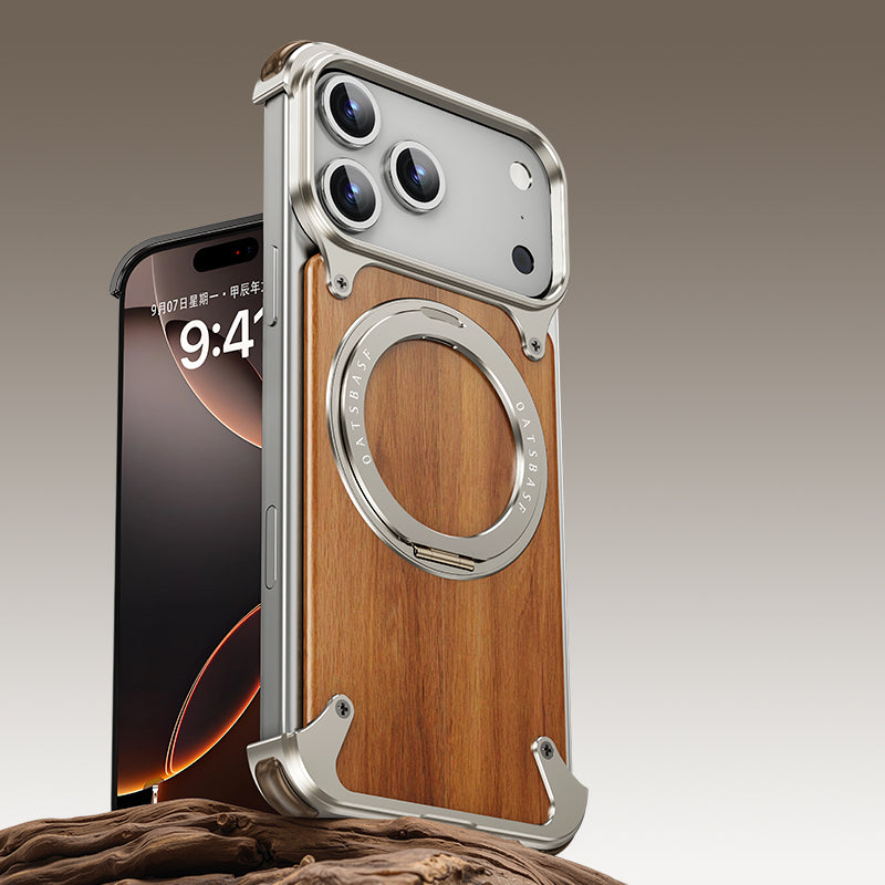 Natural Wood MagSafe Stand Case